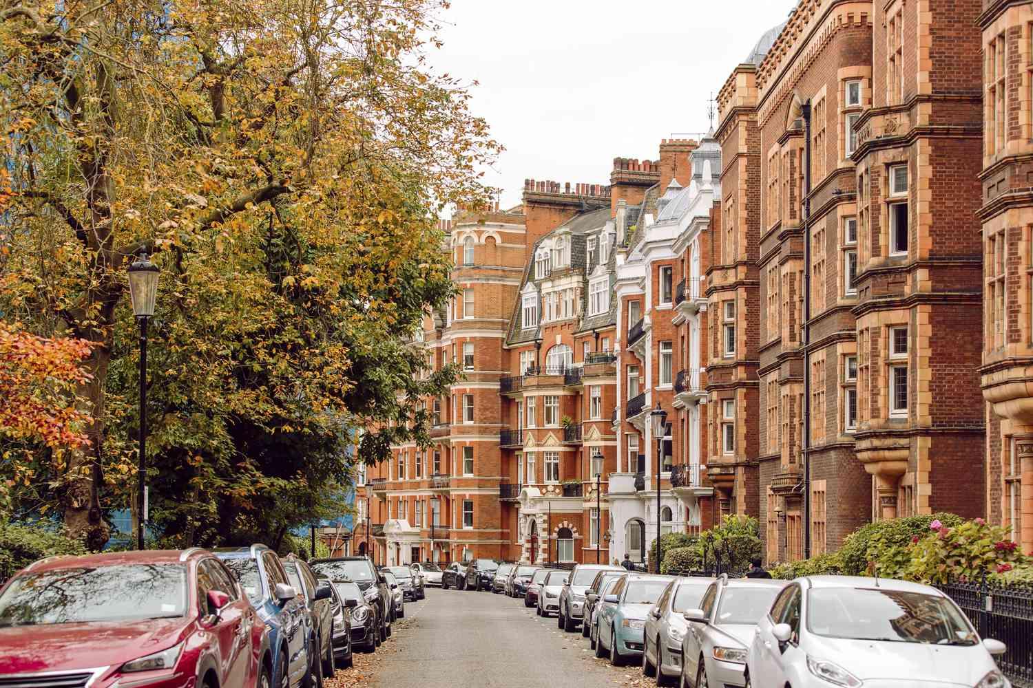 A residential street in Chelsea, south west London.
