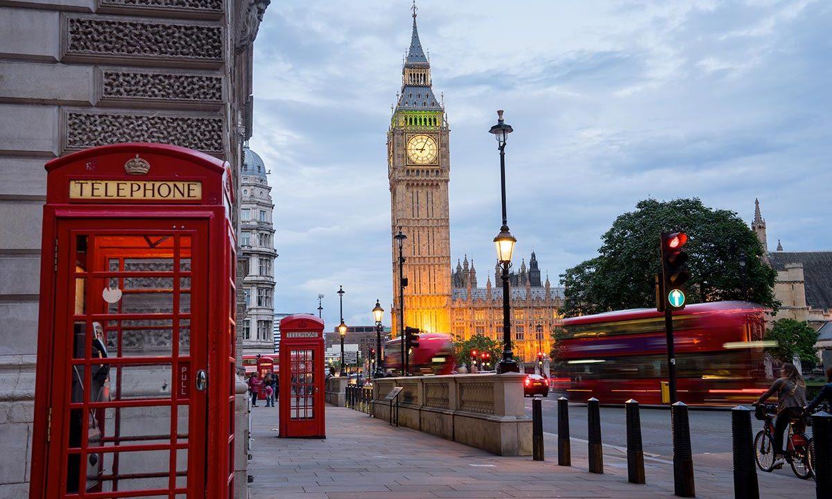 The London skyline along the Thames.